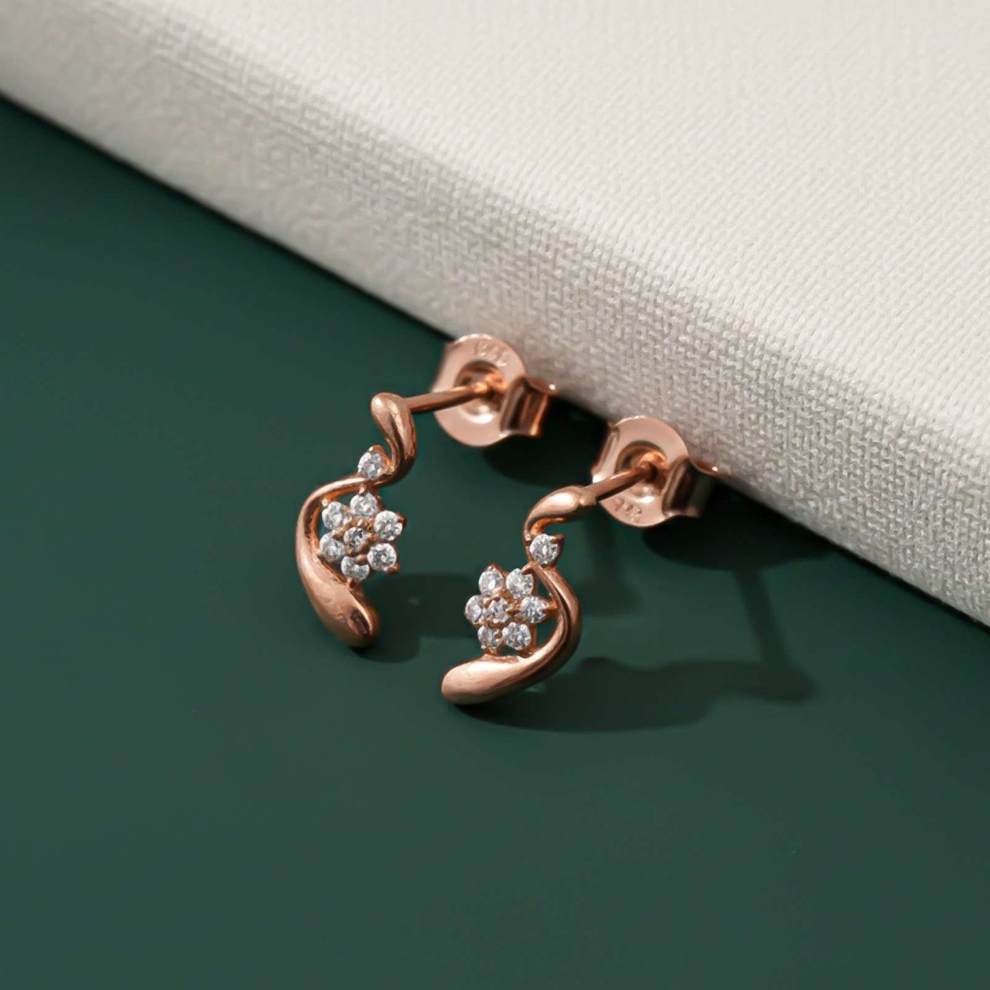 Silver Floral Twist Stud Earrings