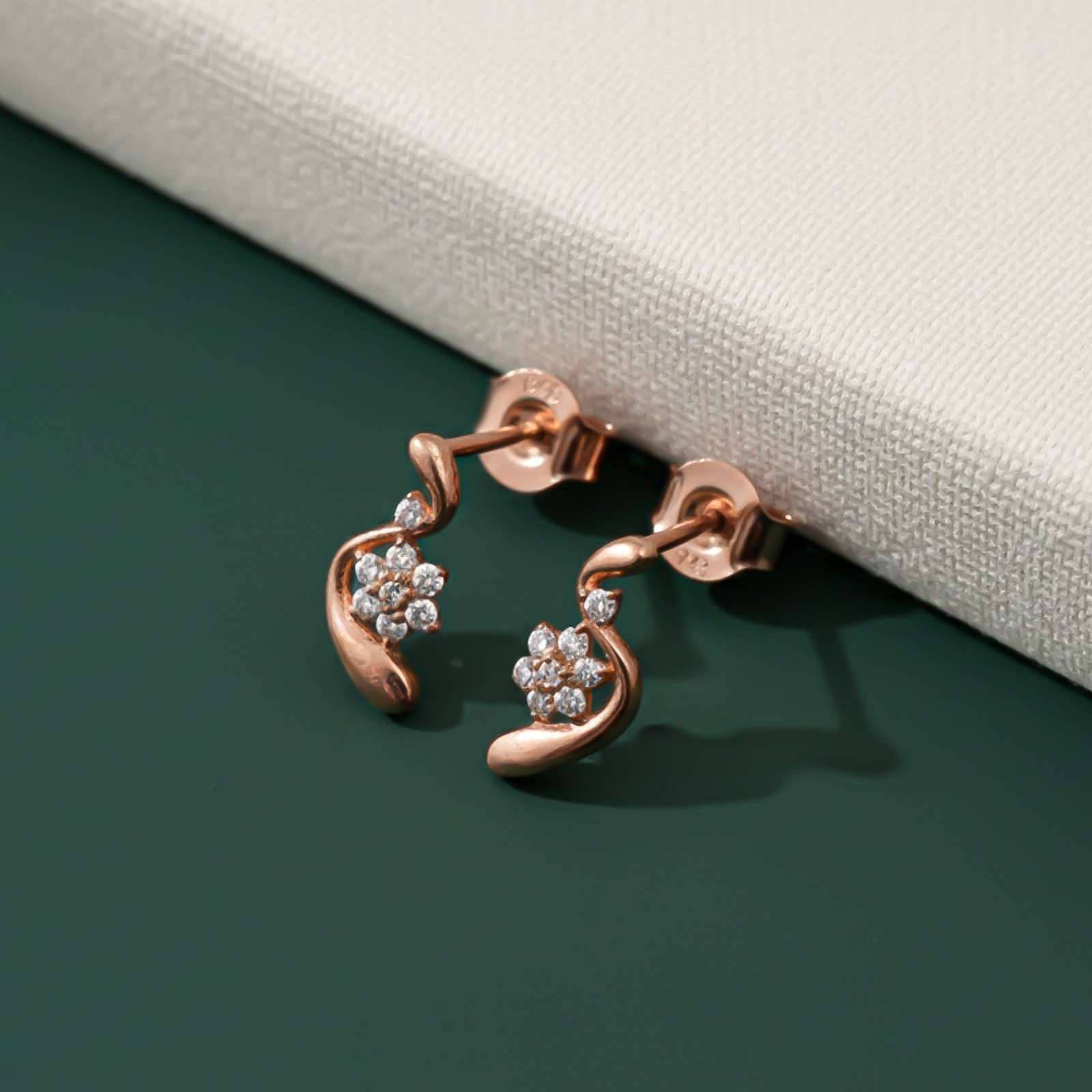Silver Floral Twist Stud Earrings