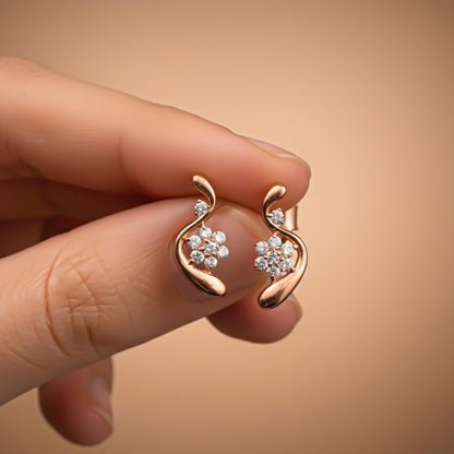 Silver Floral Twist Stud Earrings