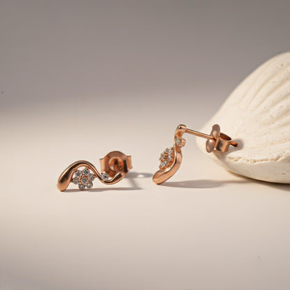 Silver Floral Twist Stud Earrings