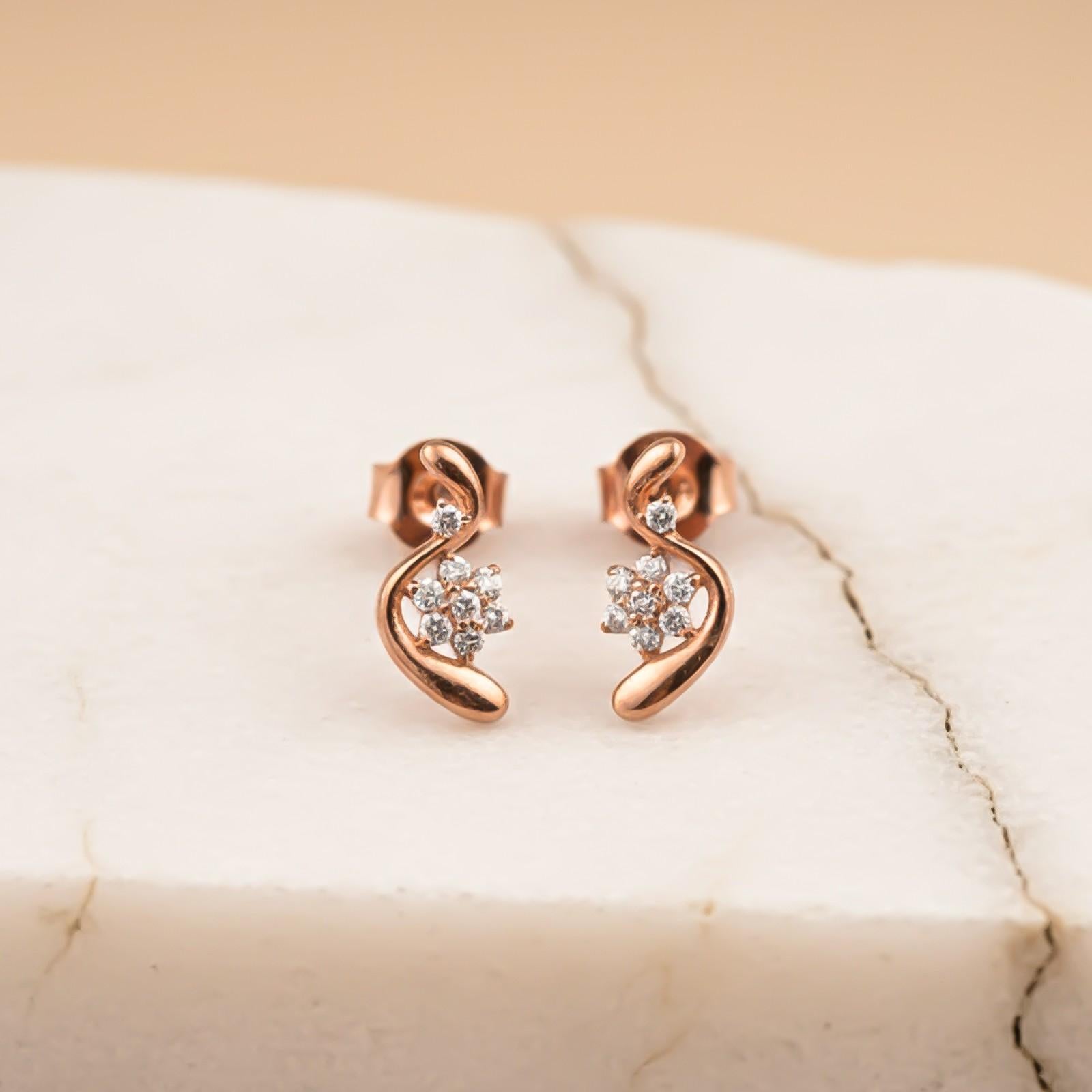 Silver Floral Twist Stud Earrings