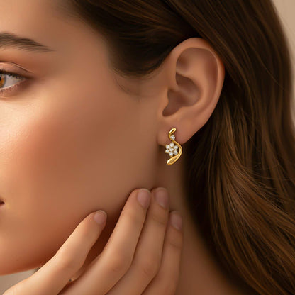 Silver Floral Twist Stud Earrings