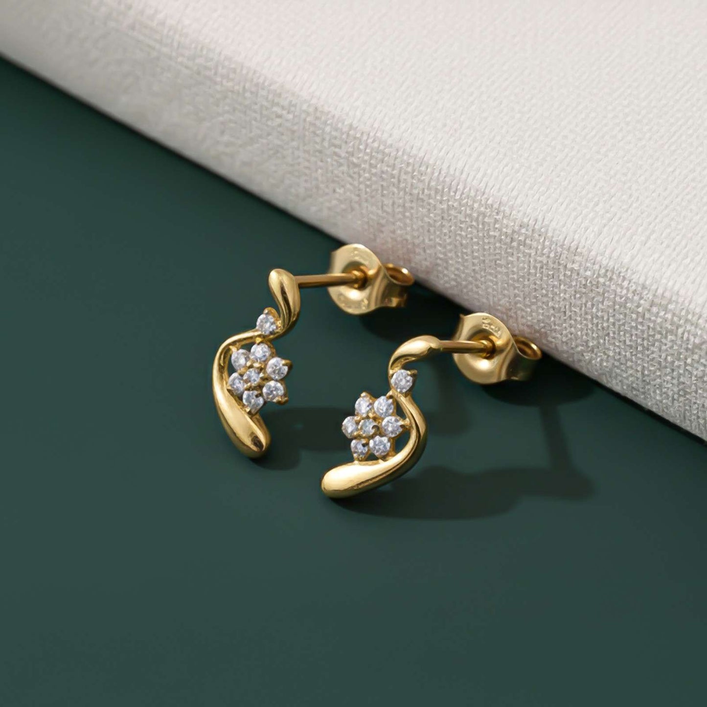 Silver Floral Twist Stud Earrings
