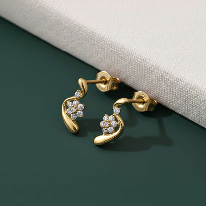 Silver Floral Twist Stud Earrings