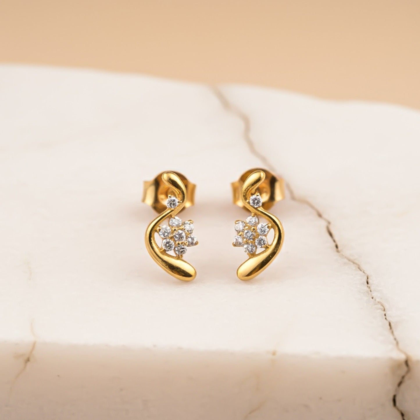 Silver Floral Twist Stud Earrings