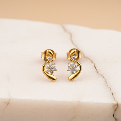 Silver Floral Twist Stud Earrings