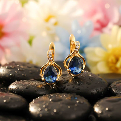 Silver Blue Sapphire Teardrop Designer Earrings
