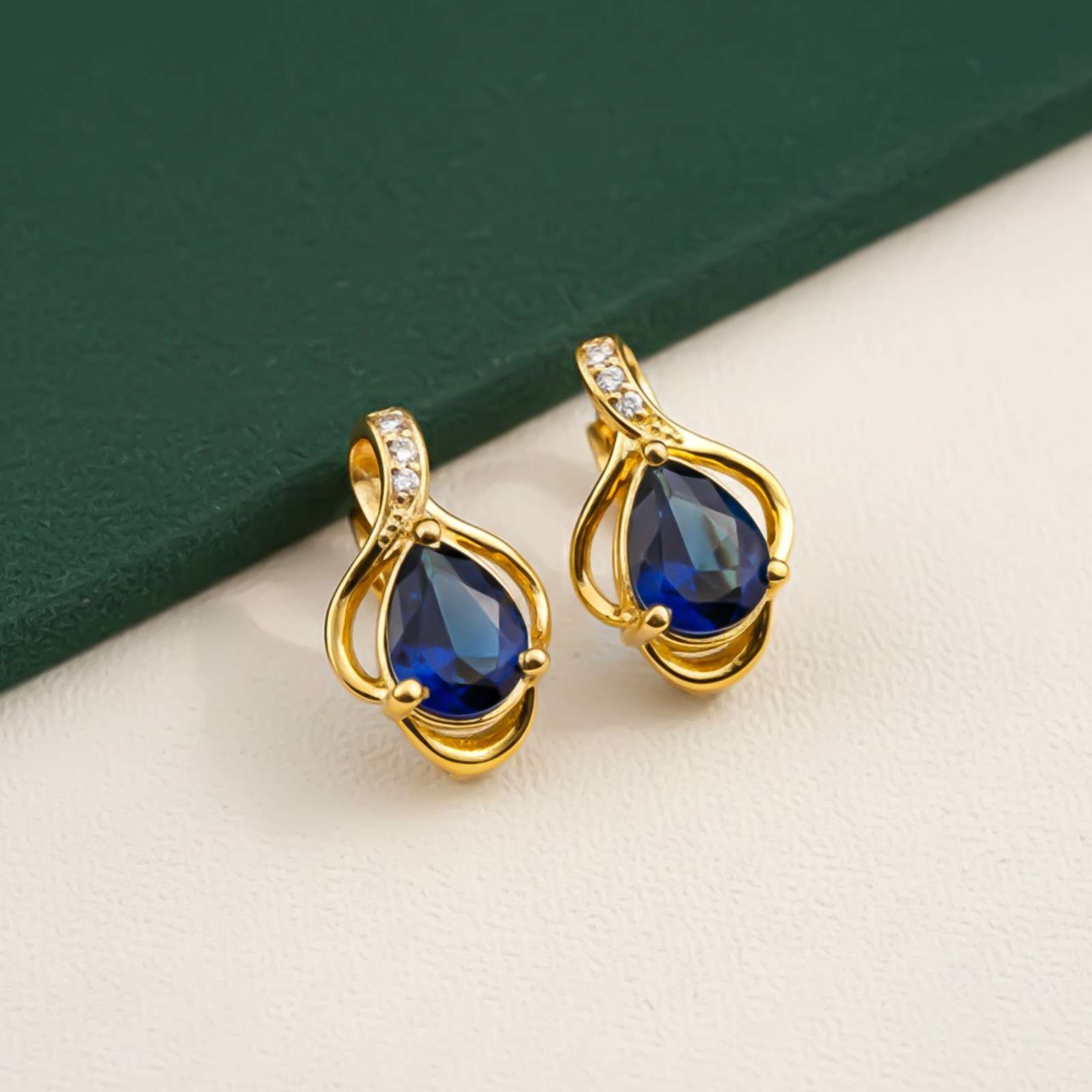 Silver Blue Sapphire Teardrop Designer Earrings