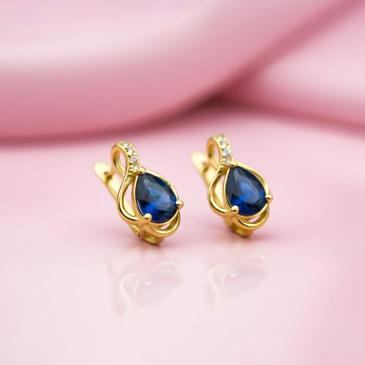Silver Blue Sapphire Teardrop Designer Earrings