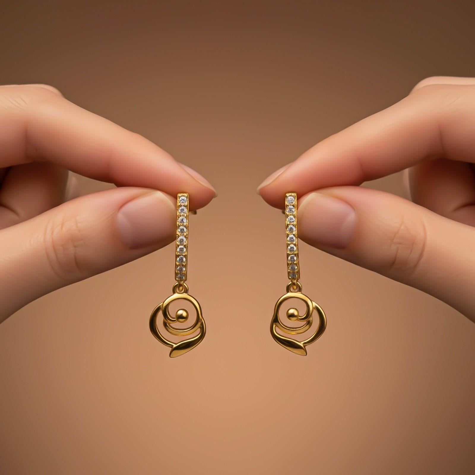 Silver CZ Spiral Drop Earrings for Women