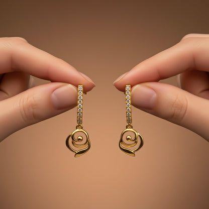 Silver CZ Spiral Drop Earrings for Women
