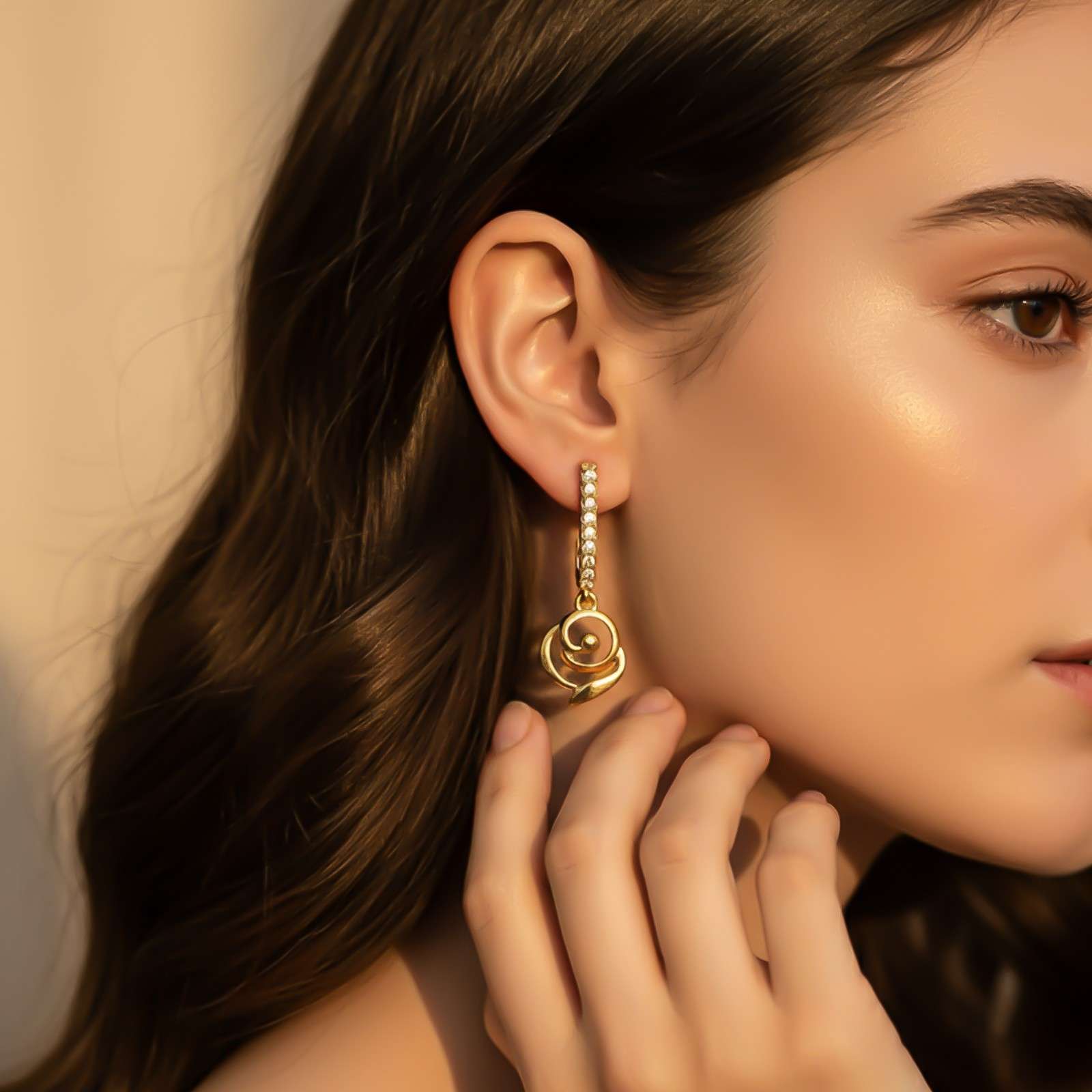 Silver CZ Spiral Drop Earrings for Women