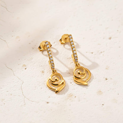 Silver CZ Spiral Drop Earrings for Women
