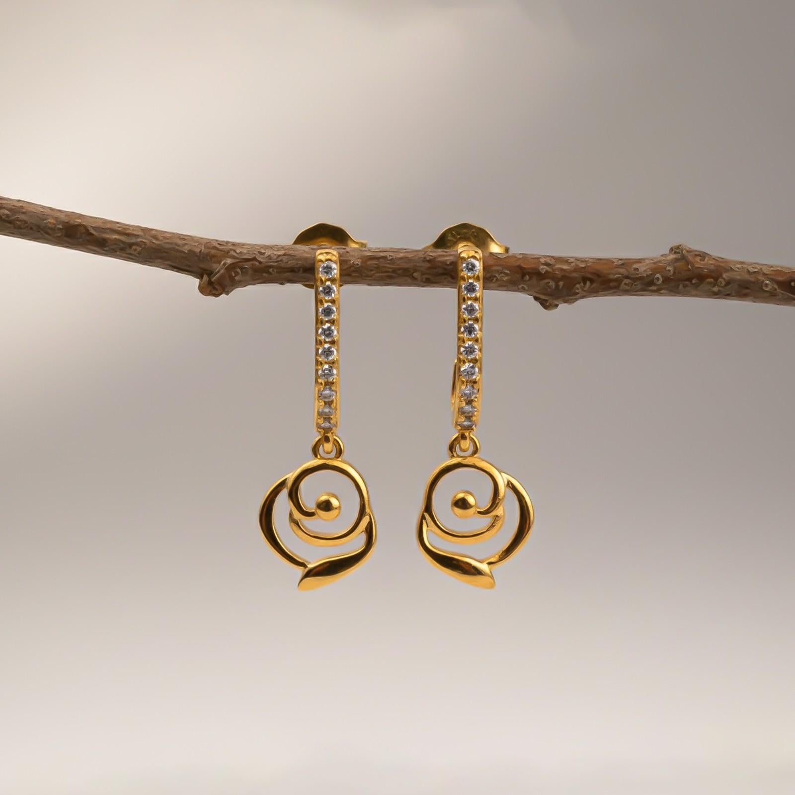Silver CZ Spiral Drop Earrings for Women