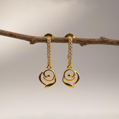 Silver CZ Spiral Drop Earrings for Women