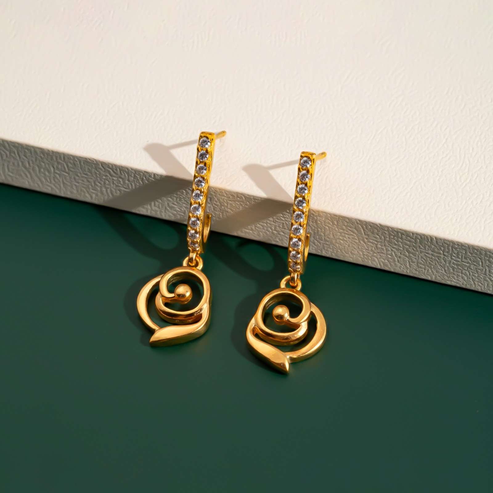 Silver CZ Spiral Drop Earrings for Women