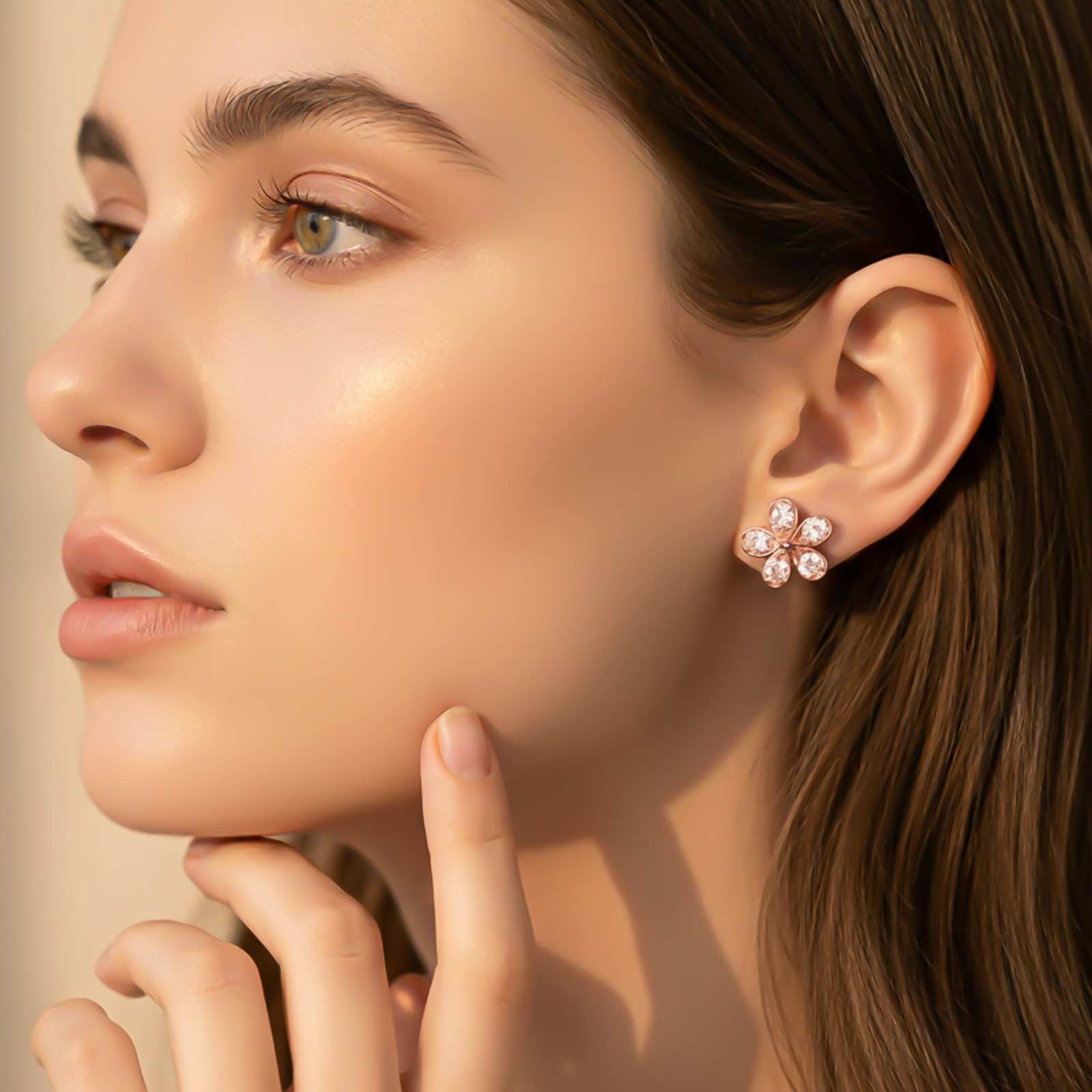Silver Blossom Sparkle Stud Earrings