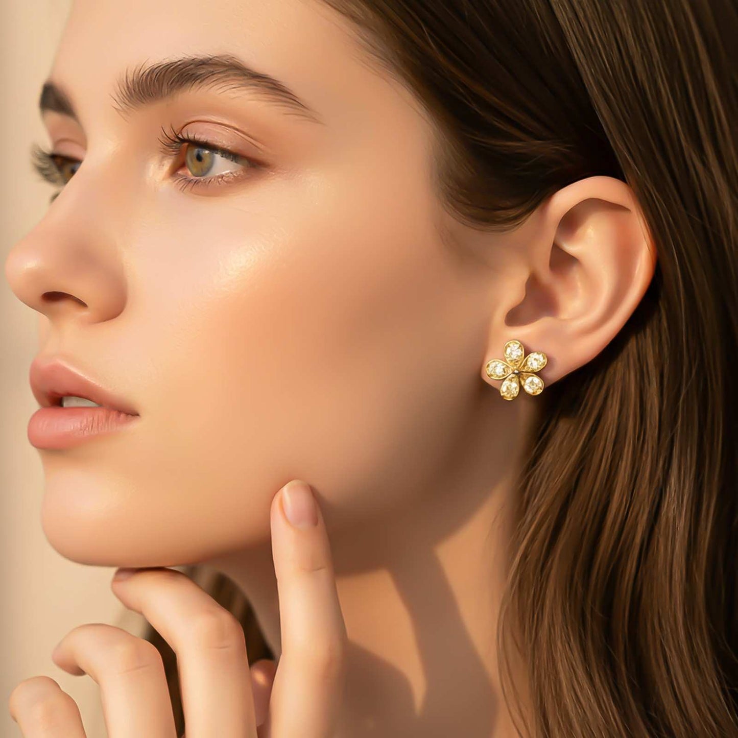 Silver Blossom Sparkle Stud Earrings