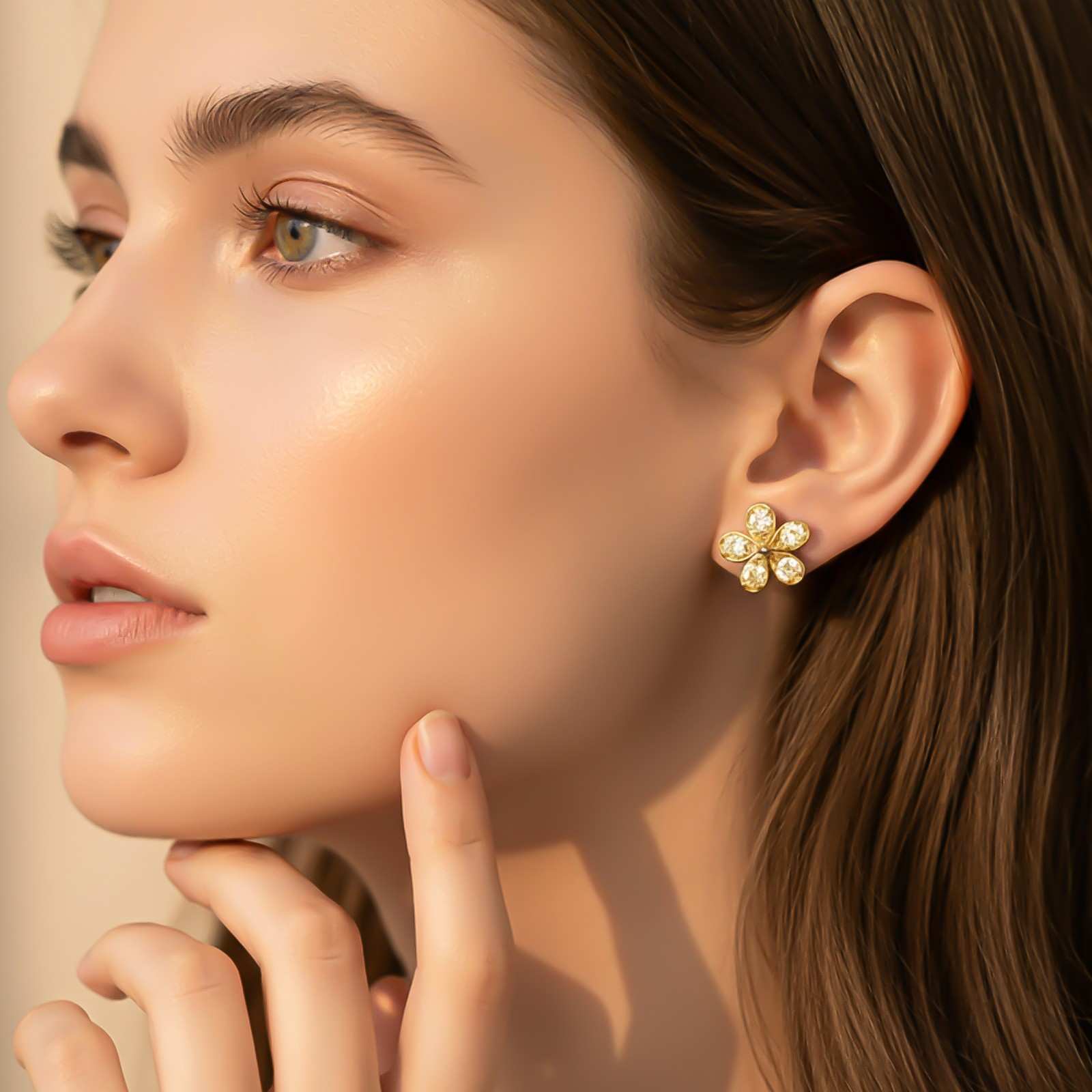 Silver Blossom Sparkle Stud Earrings