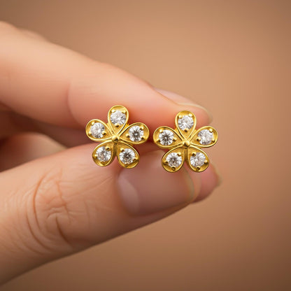 Silver Blossom Sparkle Stud Earrings