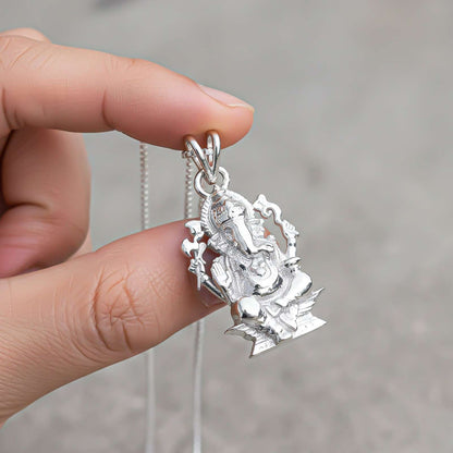 Silver Lord Ganesh Siting Pendant