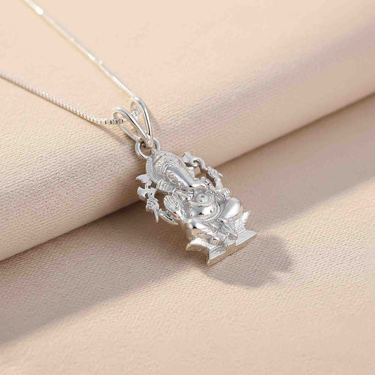 Silver Lord Ganesh Siting Pendant