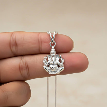 Silver Ganesh Ganapathi Pendant For Health & Blessing
