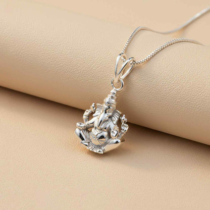 Silver Ganesh Ganapathi Pendant For Health & Blessing