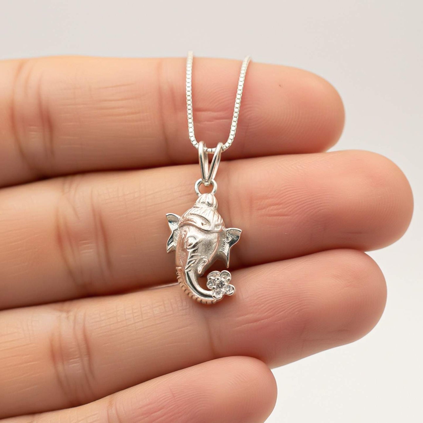 Silver Lord Bal Ganesha Face Pendant