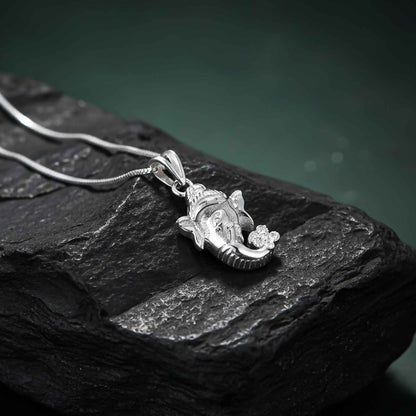 Silver Lord Bal Ganesha Face Pendant