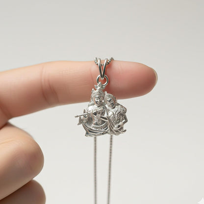Silver Lord Radha Krishna Love Silver Pendant