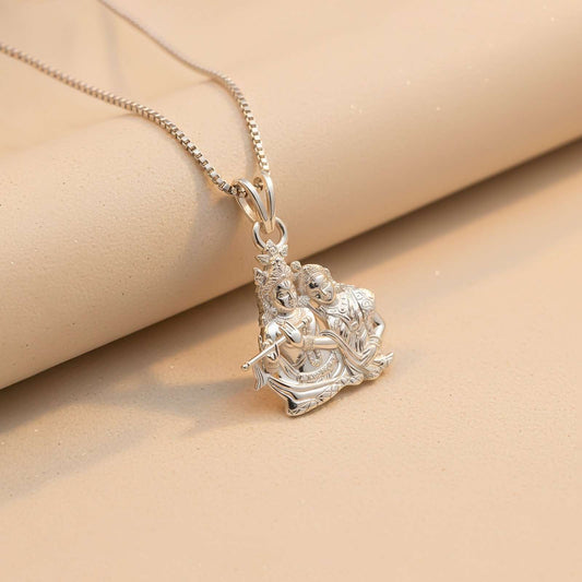 Silver Lord Radha Krishna Love Silver Pendant