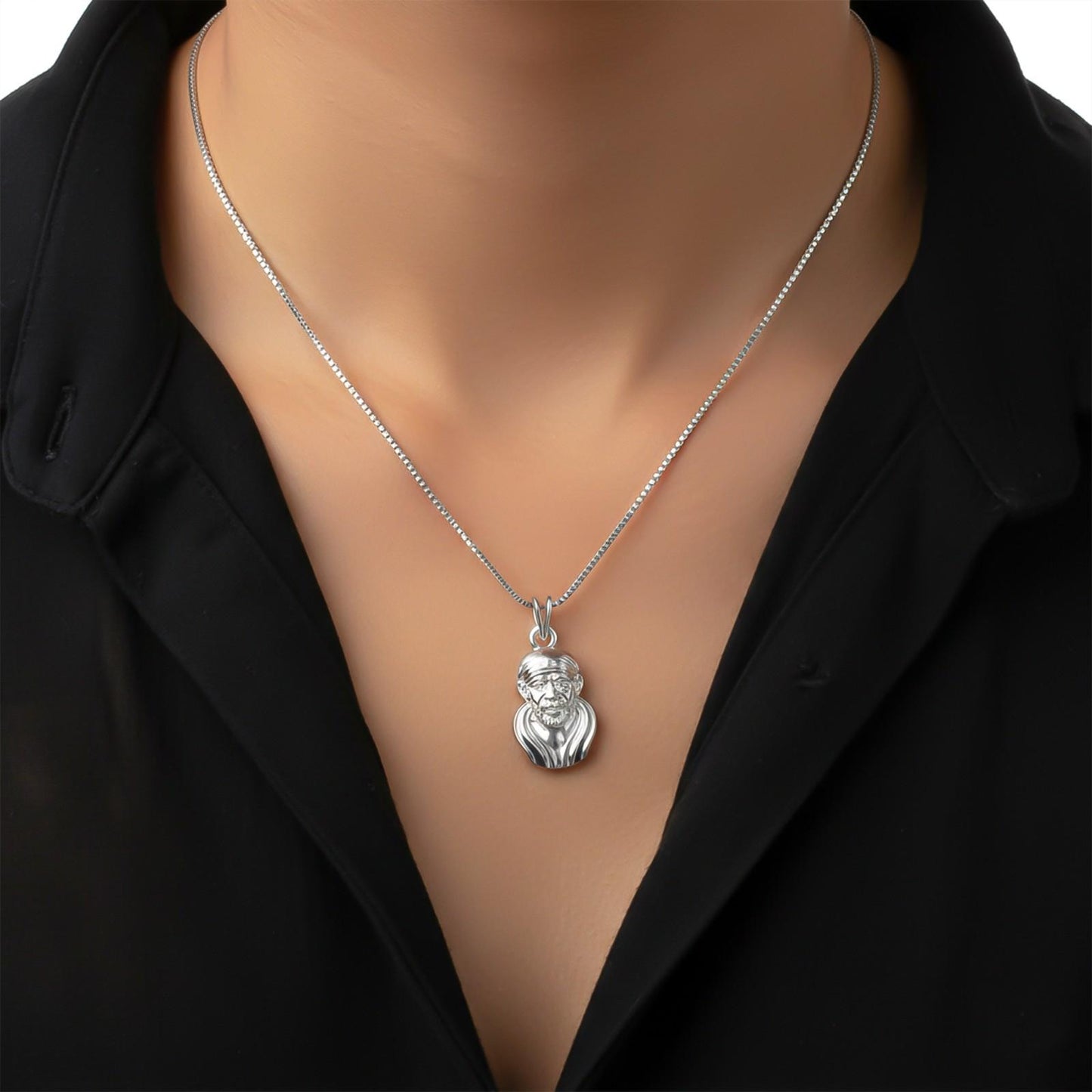 Silver Sai Baba Statuary Healing Pendant
