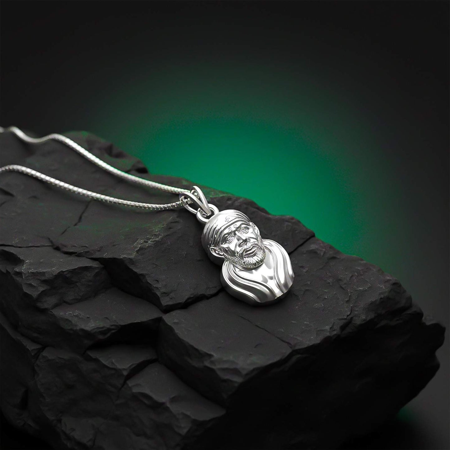 Silver Sai Baba Statuary Healing Pendant