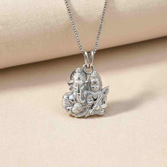 Silver Lord Ganesha And Kartik Pendant