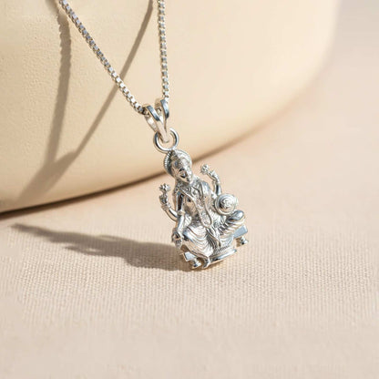 Silver Goddess Laxmi Pendant Blessing