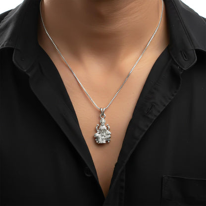 Silver Goddess Laxmi Pendant Blessing