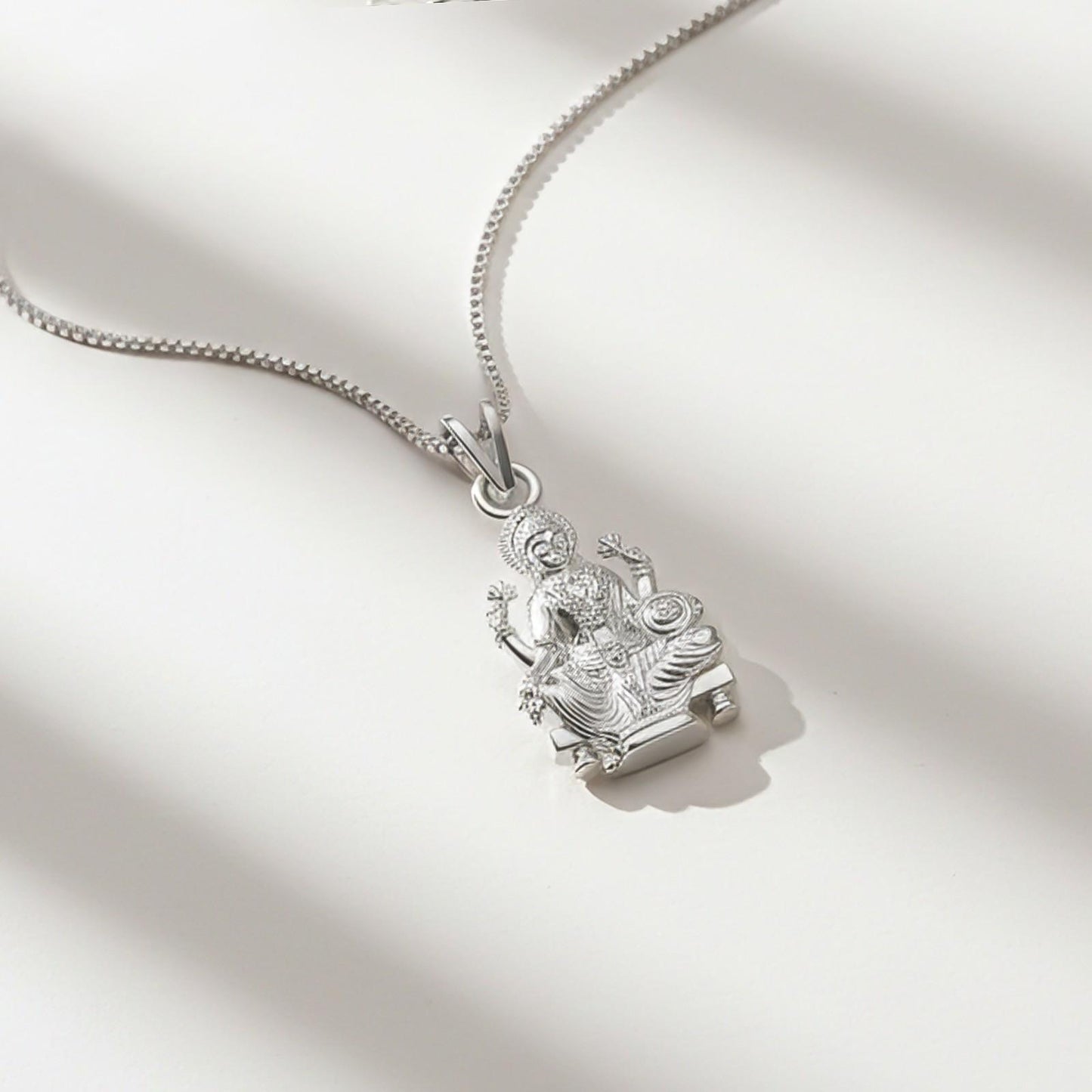 Silver Goddess Laxmi Pendant Blessing