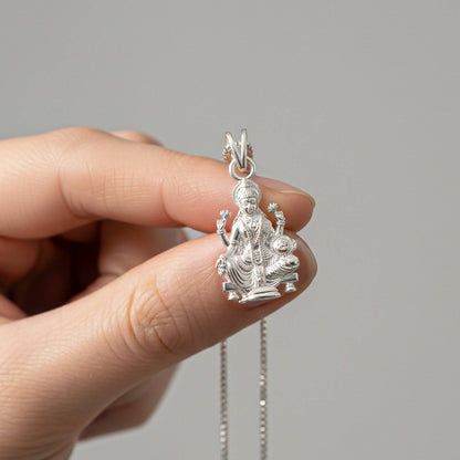 Silver Goddess Laxmi Pendant Blessing