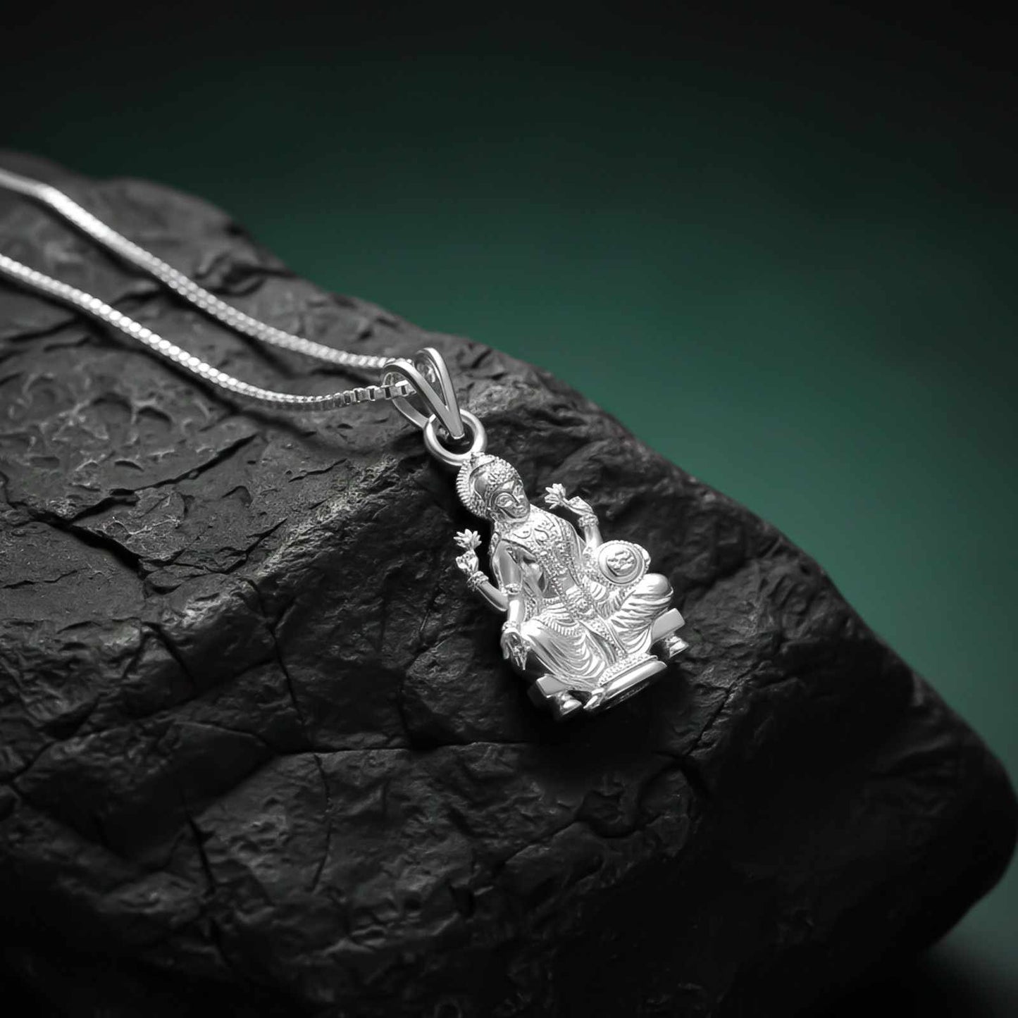 Silver Goddess Laxmi Pendant Blessing