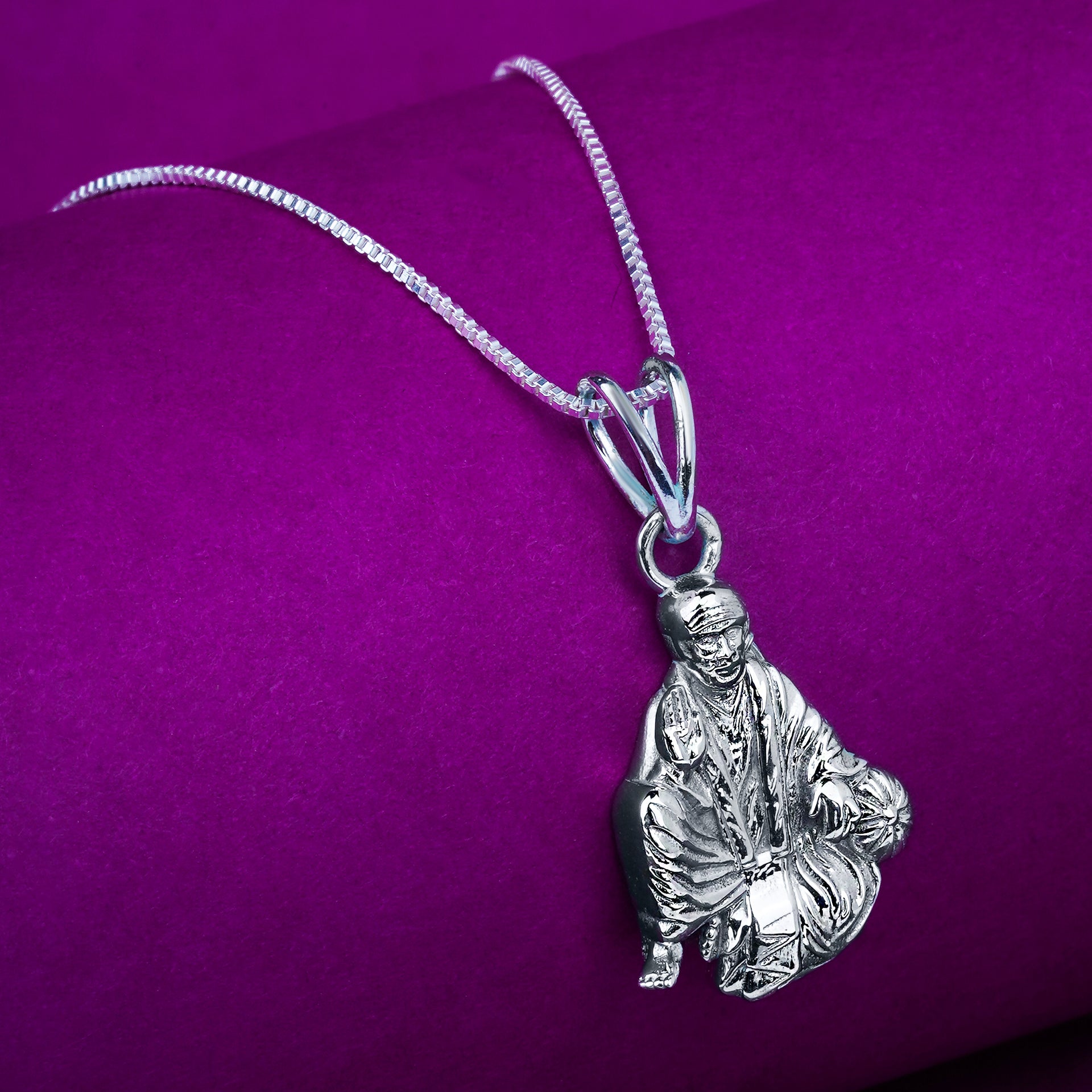 Silver Shree Sai Baba Pendant - Main Image