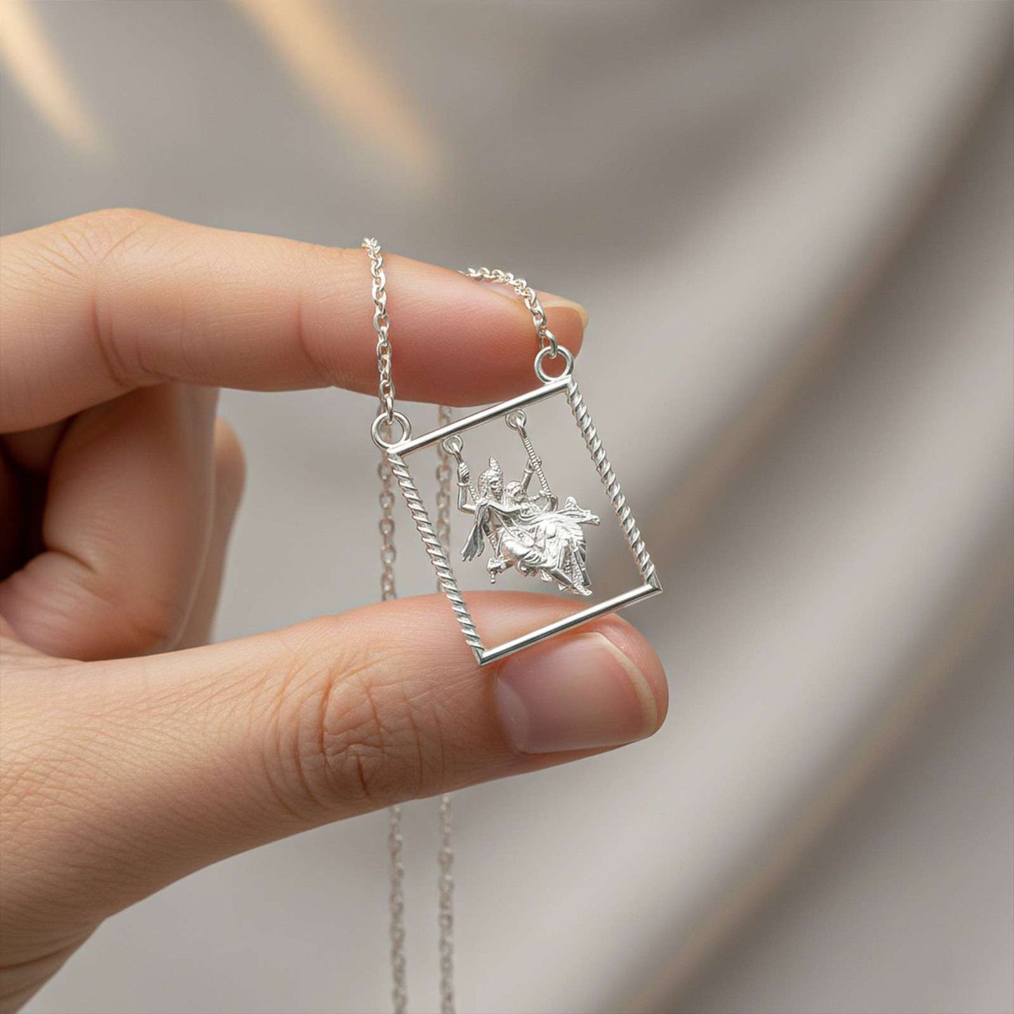 Silver Lord Radha Krishna Love Pendant