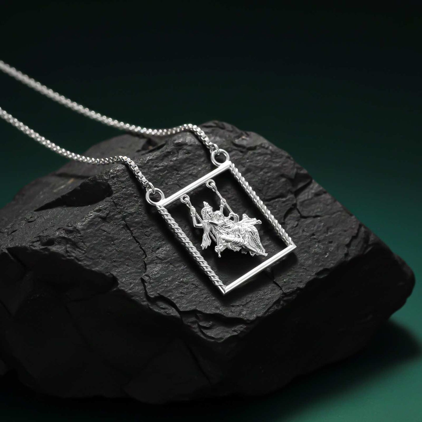 Silver Lord Radha Krishna Love Pendant