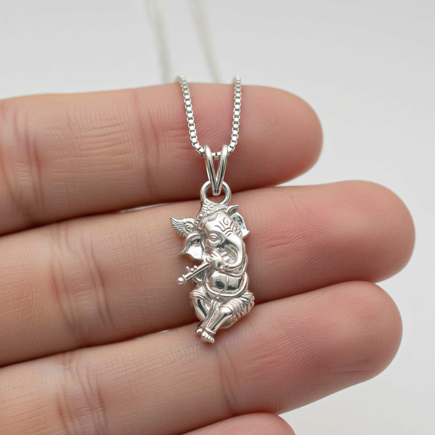 Silver God Ganesha Silver Pendant In Krishna Avatar