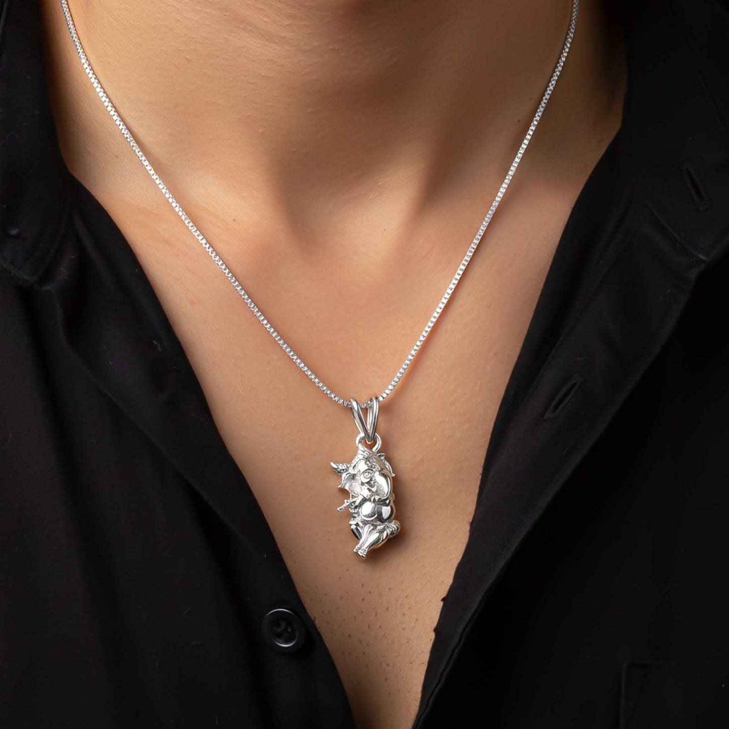 Silver God Ganesha Silver Pendant In Krishna Avatar