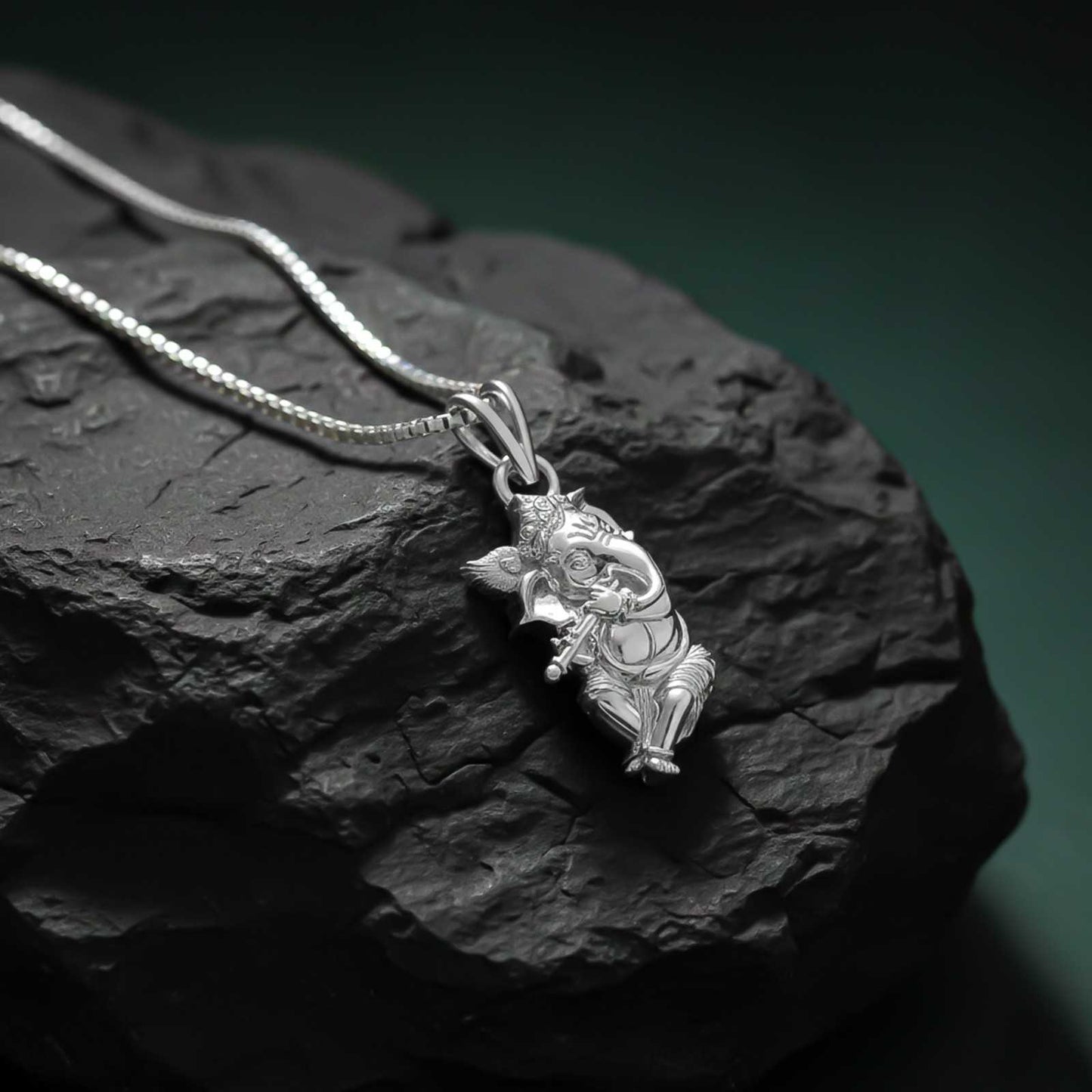 Silver God Ganesha Silver Pendant In Krishna Avatar