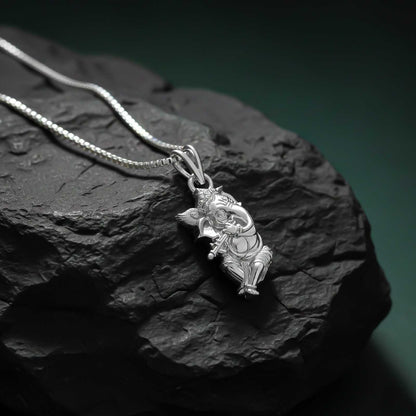 Silver God Ganesha Silver Pendant In Krishna Avatar