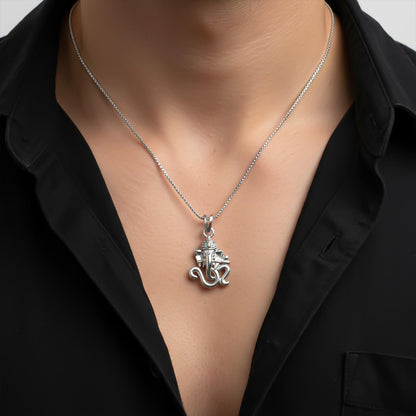 Silver OM Ganesha God Pendant