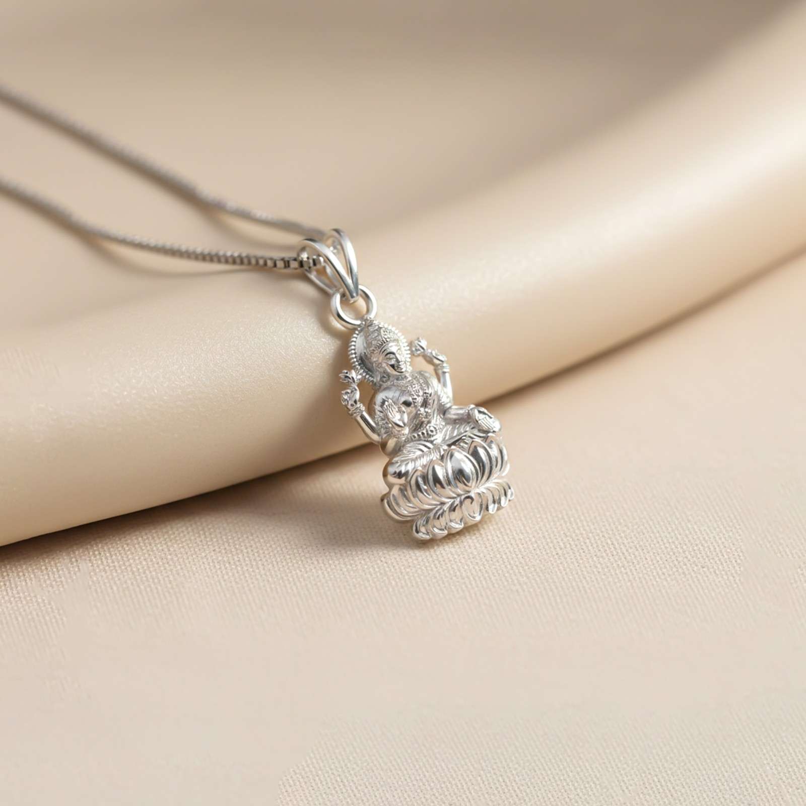 Silver Lakshmi God Hindu Pendant