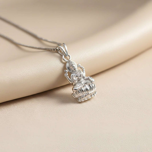 Silver Lakshmi God Hindu Pendant
